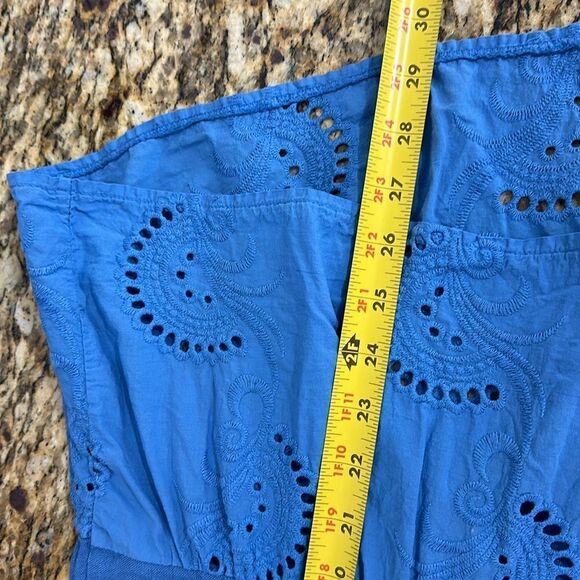 Terzo Millennio 100% Linen Tunic Top Blouse Eyelet Hem In Blue Size L - Picture 8 of 8